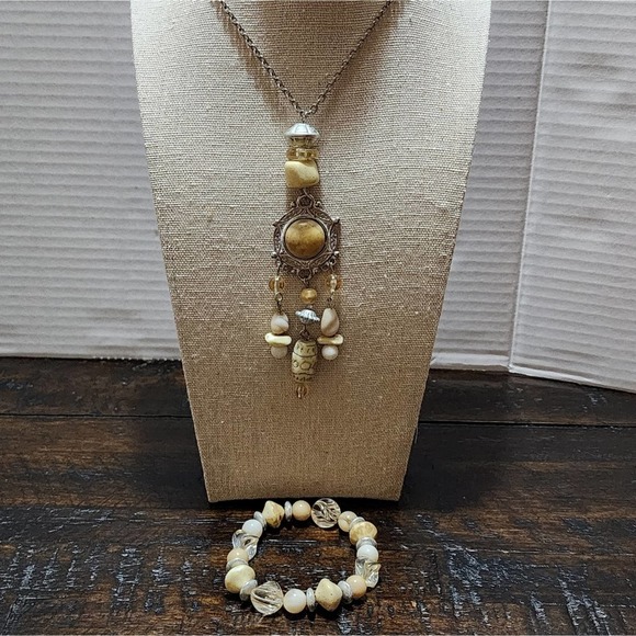 Treska necklace beaded tassel necklace and beaded stretch bracelet - Picture 2 of 8